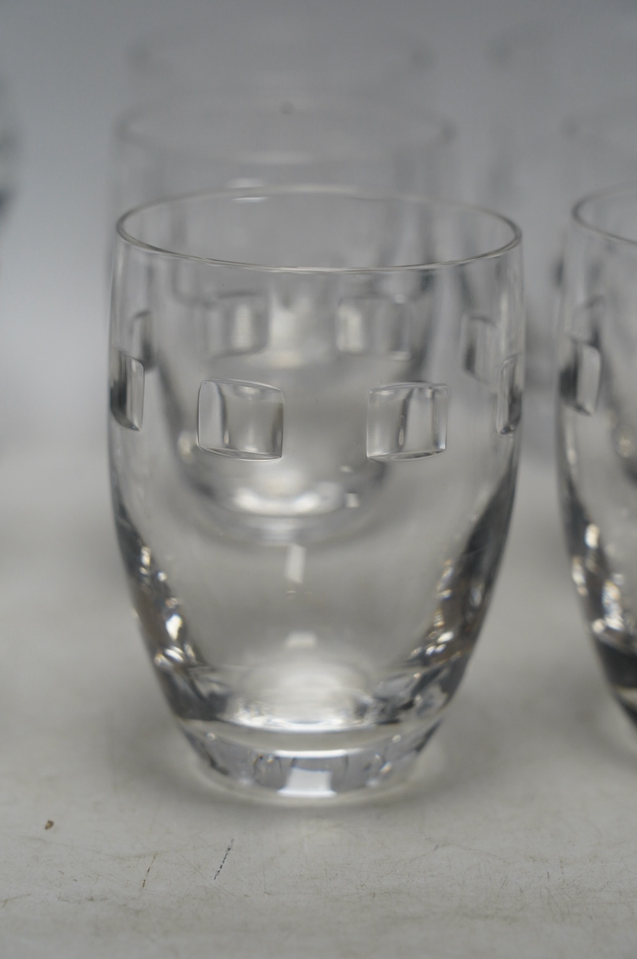 A set of six Waterford 'Geo' tumblers and three Tipperary brandy balloons. Condition - good